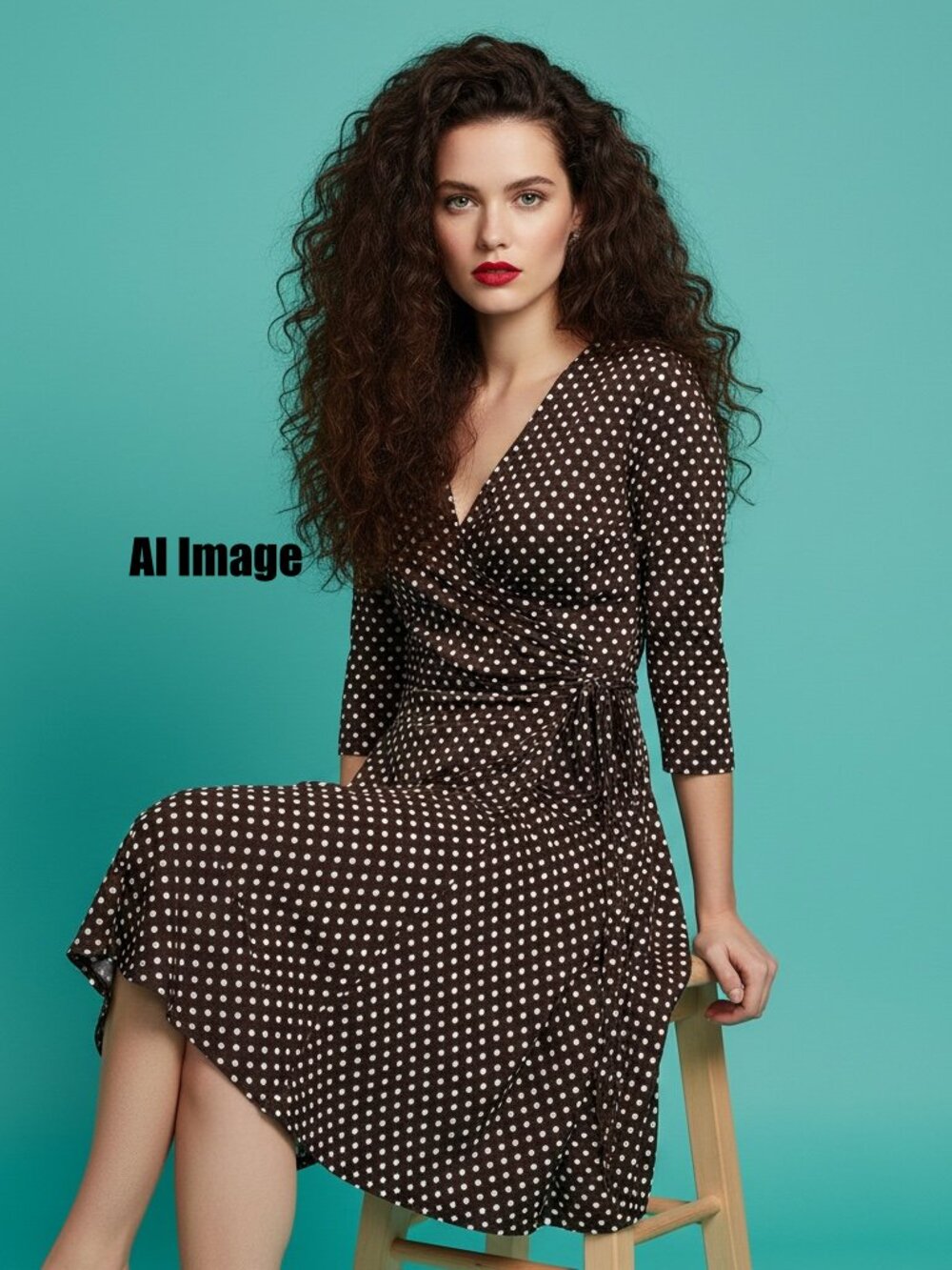 Ronni Nicole Brown Polka Dot Faux Wrap Dress Size 6